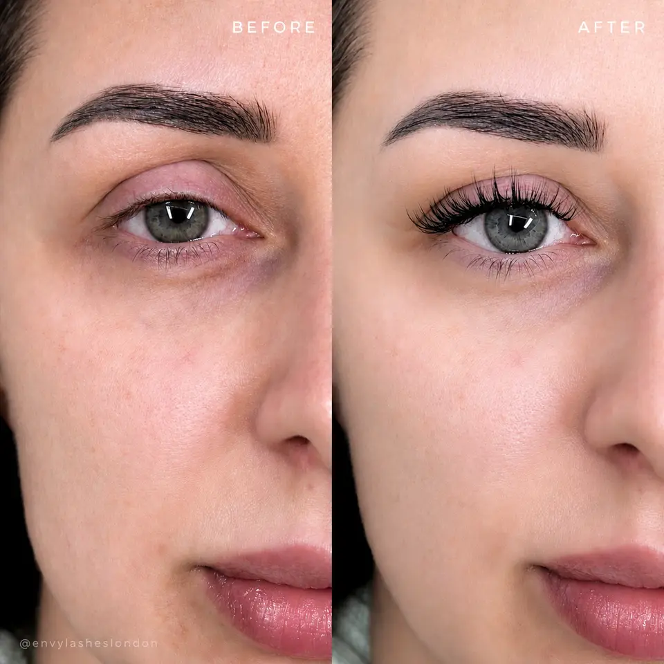 wispy lashes before and after